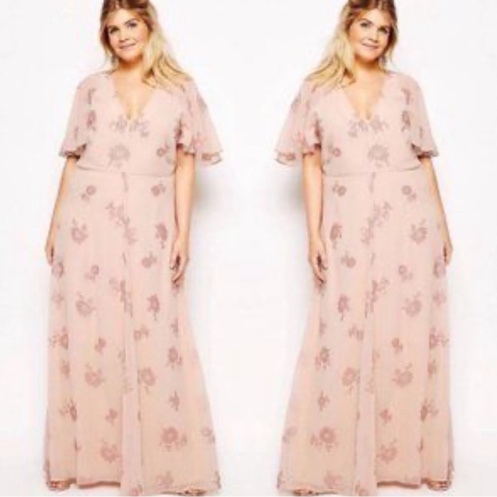ASOS Embellished Flutter Sleeve Maxi Dress size 14